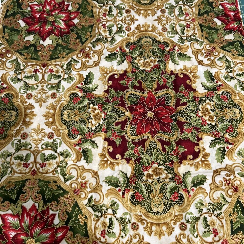 Timeless Treasures Holiday Christmas Floral Cotton Quilting Fabric 2.3 Yd X 42”